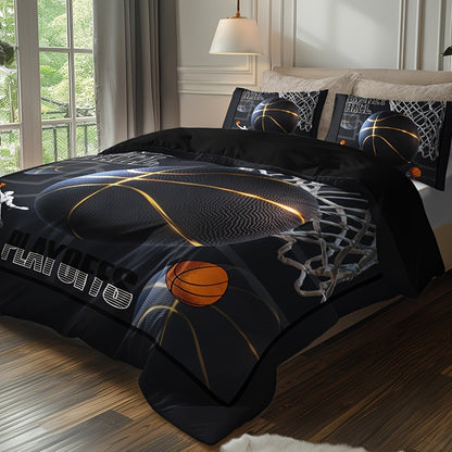 3pcs -Themed Bedding Set - 1 Duvet Cover + 2 Pillowcases, Black with & Print, Breathable Polyester, All-Season Comfort for Home & Dorm Decor
