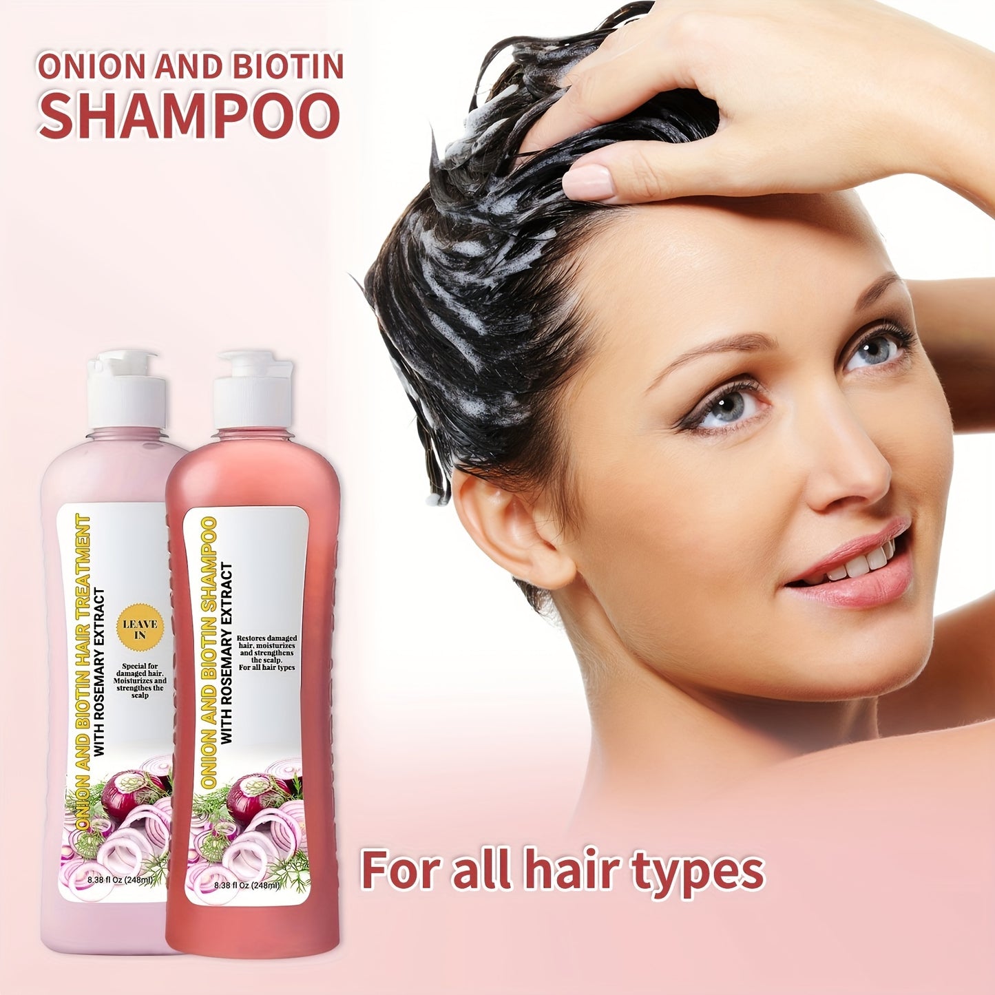 Set de champú y acondicionador de cebolla y biotina: Cuidado con extractos vegetales naturales para todo tipo de cabello: repara, hidrata y fortalece el cabello dañado.