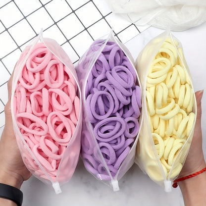Juego de 50 bandas elásticas para el pelo para mujer, de 4 cm, de colores lisos y sencillos, accesorios para el cabello, coleteros.