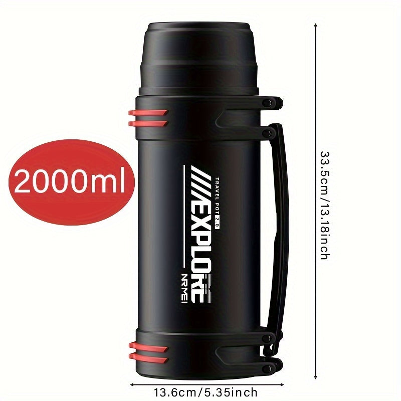 NRMEI Large Stainless Steel Insulated Water Bottle - 1L/2L/3L Capacity, Portable & Durable for Outdoor Activities, Travel, and Construction Sites