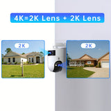 JOOAN 4K Outdoor Dual Lens PTZ WiFi Camera, 5G Compatible, Wall Hanging, 1296p Video, Two-Way Audio, HD Resolution, Application Control, Audio & Motion Alerts, Color Display, USB Power, without Battery, for Security Monitorin