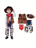Cowboy Costume For Boys, 4-piece Set, Boy's Dress-Up Birthday Party Halloween Cosplay Outfits Set, Outdoor Clothing
