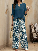 Spring-Summer Fashion Design Elegant Pullover Long Sleeve Top + Pants Set
