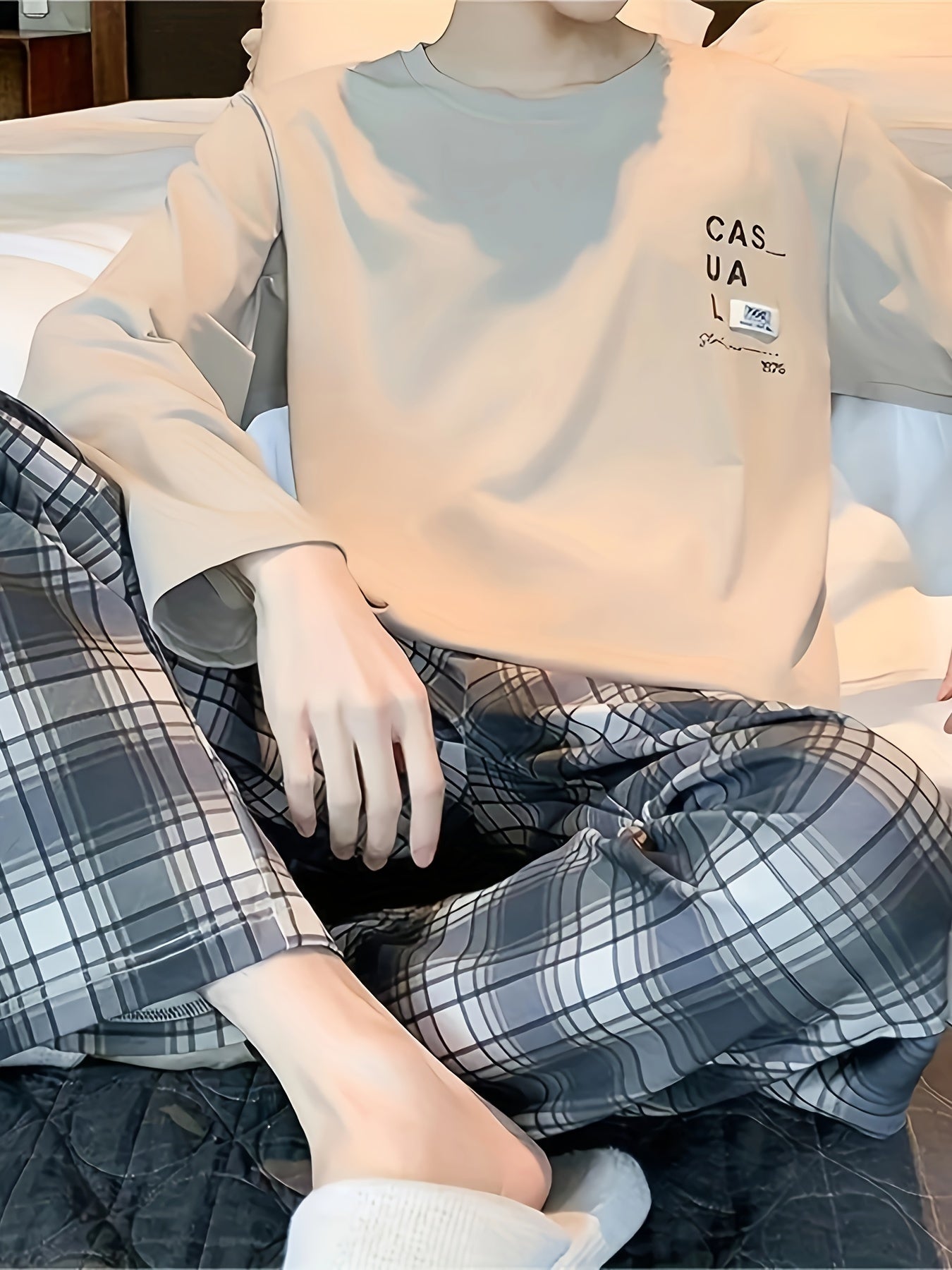 New Men's Pajamas for Autumn and Winter, Casual, Simple and Luxurious Home Wear Set