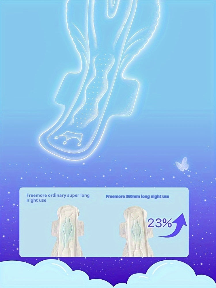 4 Bags/16pcs FREEMORE Ultra-thin and Extra-long 360mm Sanitary Pads, Comfortable Sleep, Gentle Coverage, Comfortable Fit