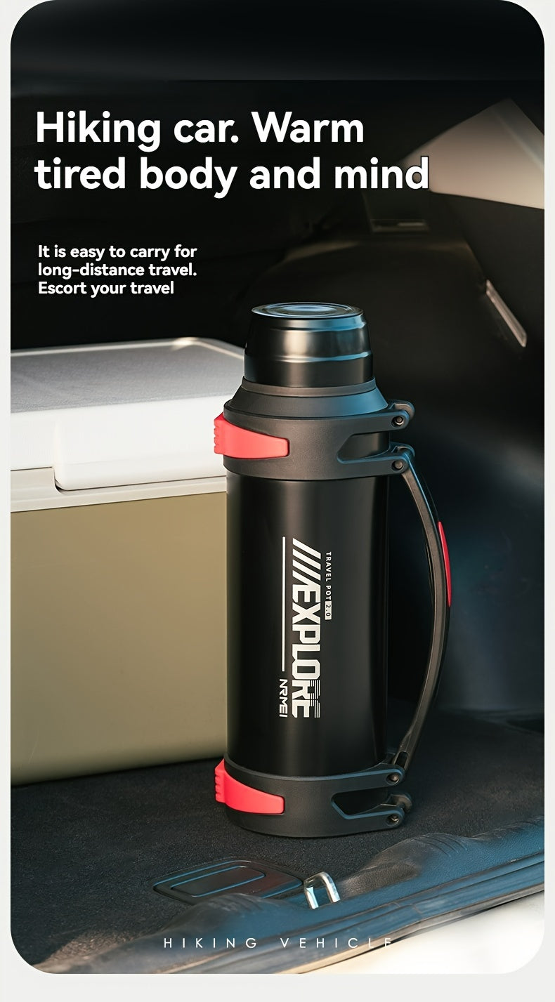 NRMEI Large Stainless Steel Insulated Water Bottle - 1L/2L/3L Capacity, Portable & Durable for Outdoor Activities, Travel, and Construction Sites