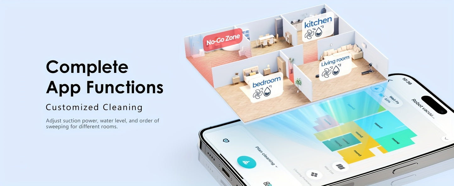 Robot Vacuum And Mop Combo 5000Pa, Lubluelu L15 Robot Vacuum, Auto-Charging, 5 Maps, 30 No-go Zones, WiFi/App, 3in 1 Robot Vacuum Cleaner for Pet Hair Carpet Hard Floor