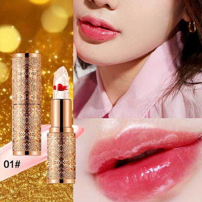 3pcs Hypoallergenic Petal Color-Changing Lip Balm with Vitamin E - Long-Lasting, Moisturizing, Temperature-Sensitive Lipstick in Metallic Tubes, Perfect Mother's Day Gift for Women