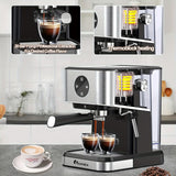 Espresso Machine, 20 Bar Expresso Coffee Machine, 1.5L Removable Water TankSemi-Automatic Coffee Machine With Steam Wand For Espresso, Latte, And Cappuccino, 1050W(FREE Add Plug Adapter)