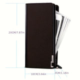 Elegant Black PU Leather Men's Wallet - Large Capacity Clutch with Zipper Closure, Color Block Design, Multiple Card Slots and Polyester Lining