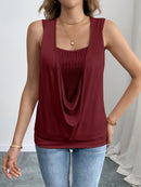 Sequin Decor Ruched Tank Top, Casual Summer Sleeveless Top, Women's Clothing