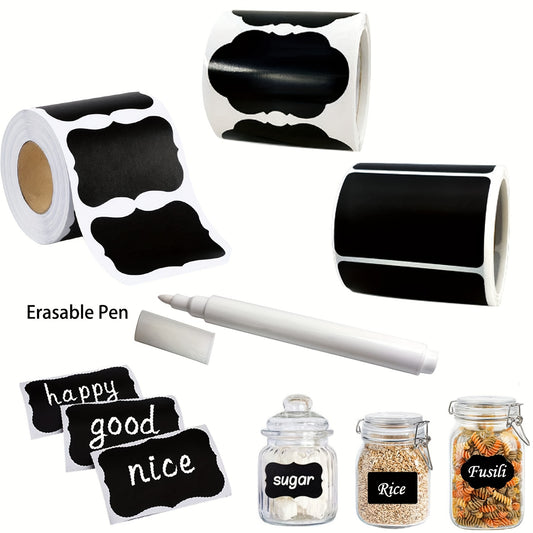1 Roll of 120 Stickers 3 Waterproof Erasable Blackboard Labels with Erasable Pen 3.56*5.59cm Glass Bottle Kitchen Seasoning Bottle Flat Luggage Car Decorative Stickers Roll Seal Stickers Holiday Decoration Gift Decor