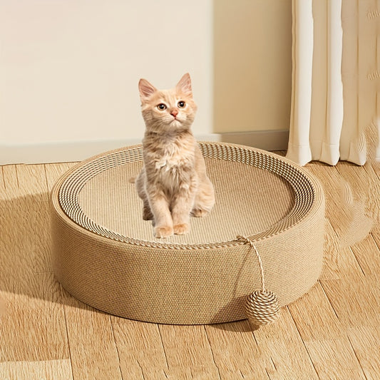 1 sofá rascador de sisal duradero para gatos, tablero rascador redondo con cómoda cama, almohadilla rascadora para mascotas para todas las estaciones.
