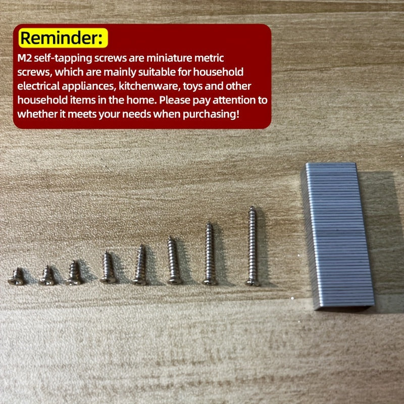 800pcs M2 Phillips Pan Head Self-Tapping Screws Nickel-Plated Carbon Steel 4mm 5mm 6mm 8mm 10mm 12mm 16mm 20mm Wood Screw Assortment Kit Lock Nuts Screw Fastener Sets (Flat Head)