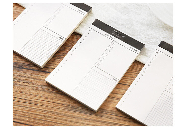 Mini daily checklist planner. Desk time schedule. Office/school notebook/planner. Stationery weekly planner.