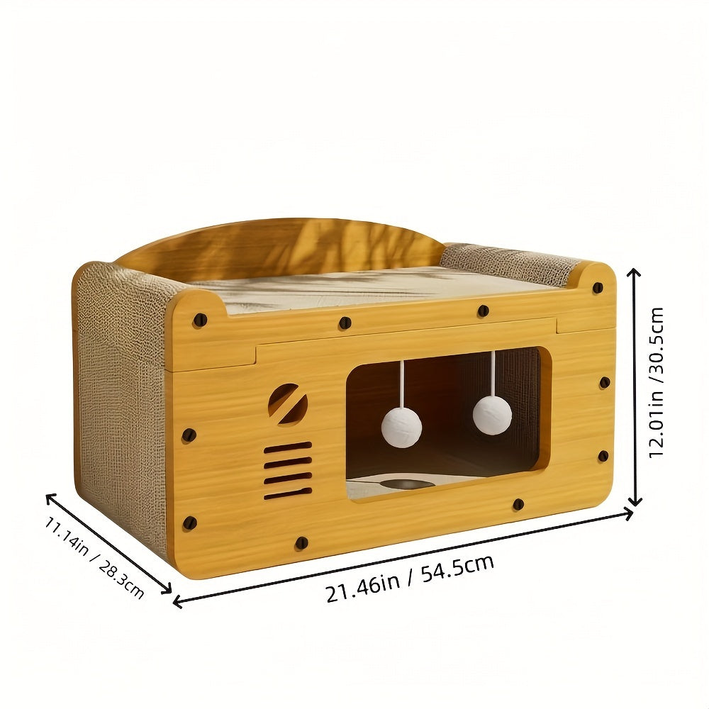 Rascador extragrande multicapa para gatos con nido de cartón resistente - Sofá de juego interior para todas las estaciones, juguetes para gatos