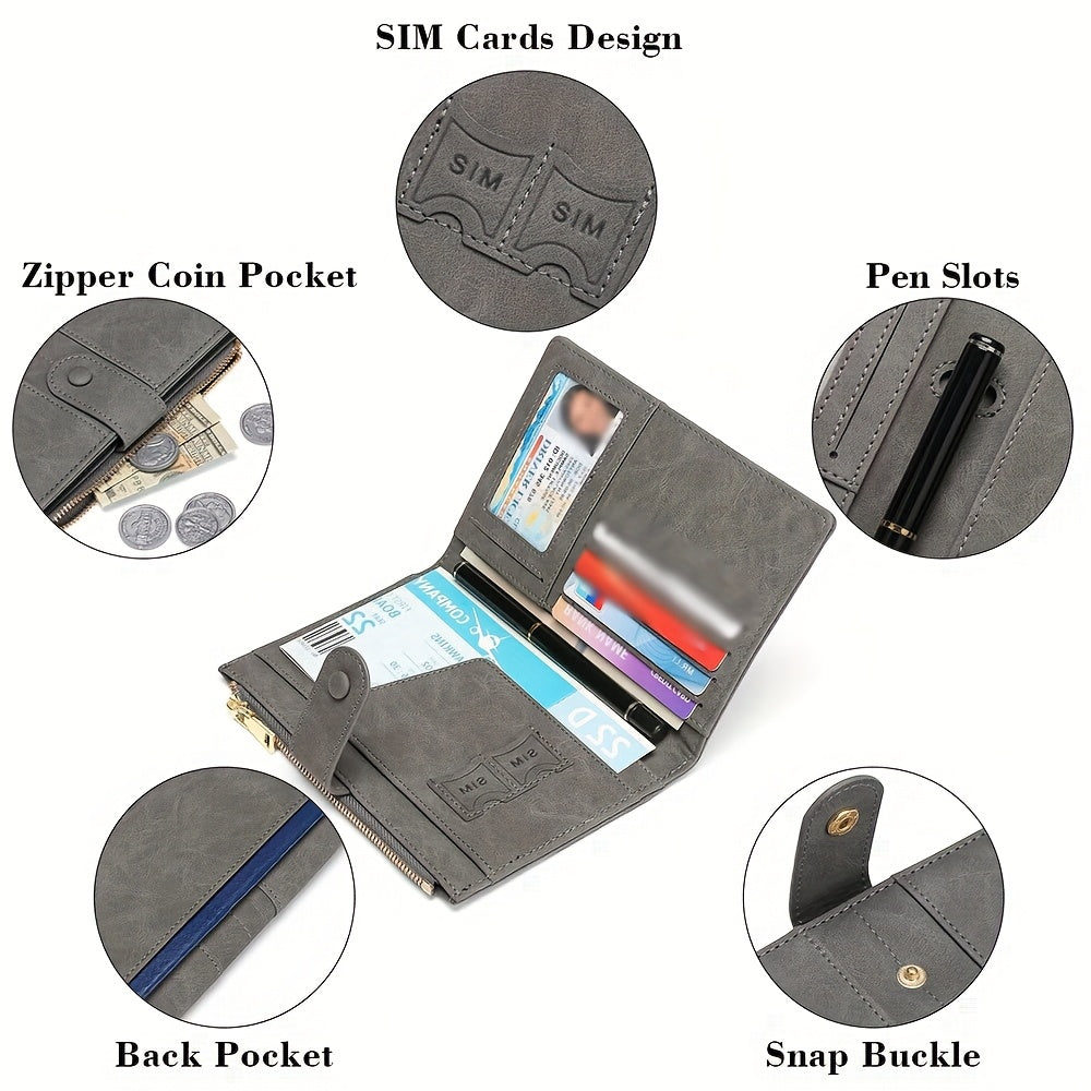 Cartera de viaje antirrobo RFID de moda: espaciosa y segura, con cierre de cremallera. Ideal para pasaporte, tarjetas bancarias, tarjetas de crédito, fotos, DNI, tarjetas SIM y cambio. Ideal para salir, regalar y para personas con problemas.