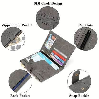 Cartera de viaje antirrobo RFID de moda: espaciosa y segura, con cierre de cremallera. Ideal para pasaporte, tarjetas bancarias, tarjetas de crédito, fotos, DNI, tarjetas SIM y cambio. Ideal para salir, regalar y para personas con problemas.