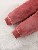 2-piece Baby's LOVE Embroidery Warm Fuzzy Hoodie + Cute Bear Bag + Casual Pants, Toddler &amp; Infant Girl's Outdoor Clothing Set For Fall Winter