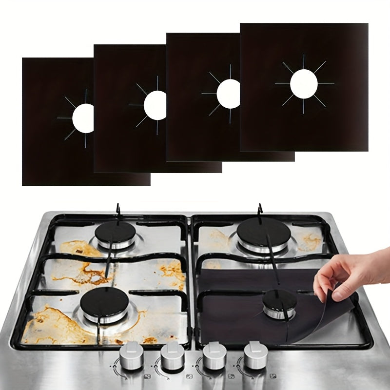 4pcs Teflon Kitchen Oil & Stain Resistant Stove Top Protector, Non-Stick Plastic Heat Guard for Cooking Range, Stove Cover