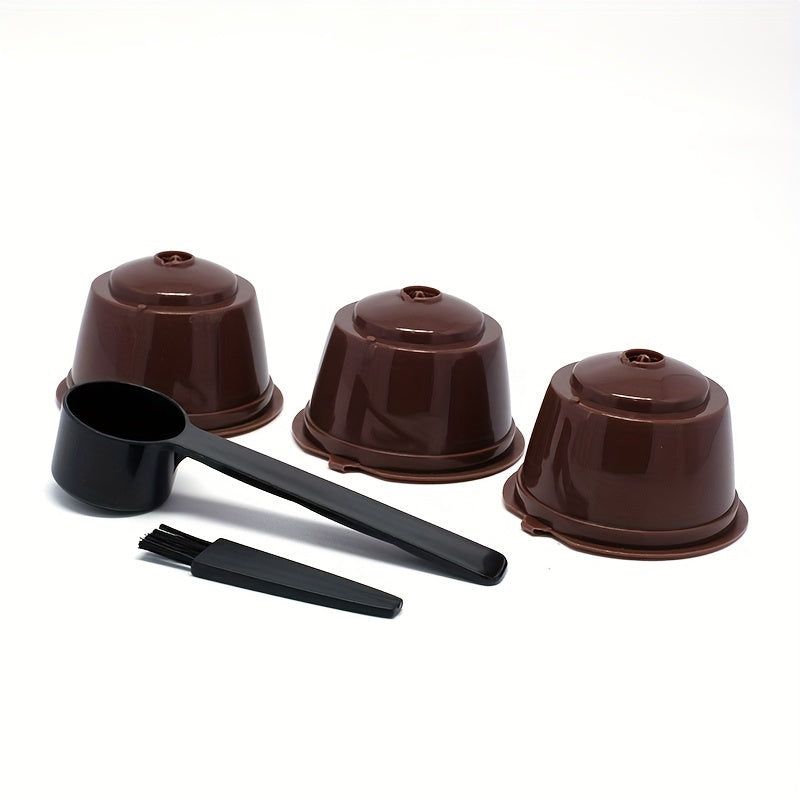 3Pcs Fit For Dolce Gusto Coffee Filter Cup Reusable Coffee Capsule Filters For With Spoon Brush