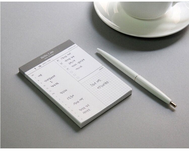 Mini daily checklist planner. Desk time schedule. Office/school notebook/planner. Stationery weekly planner.