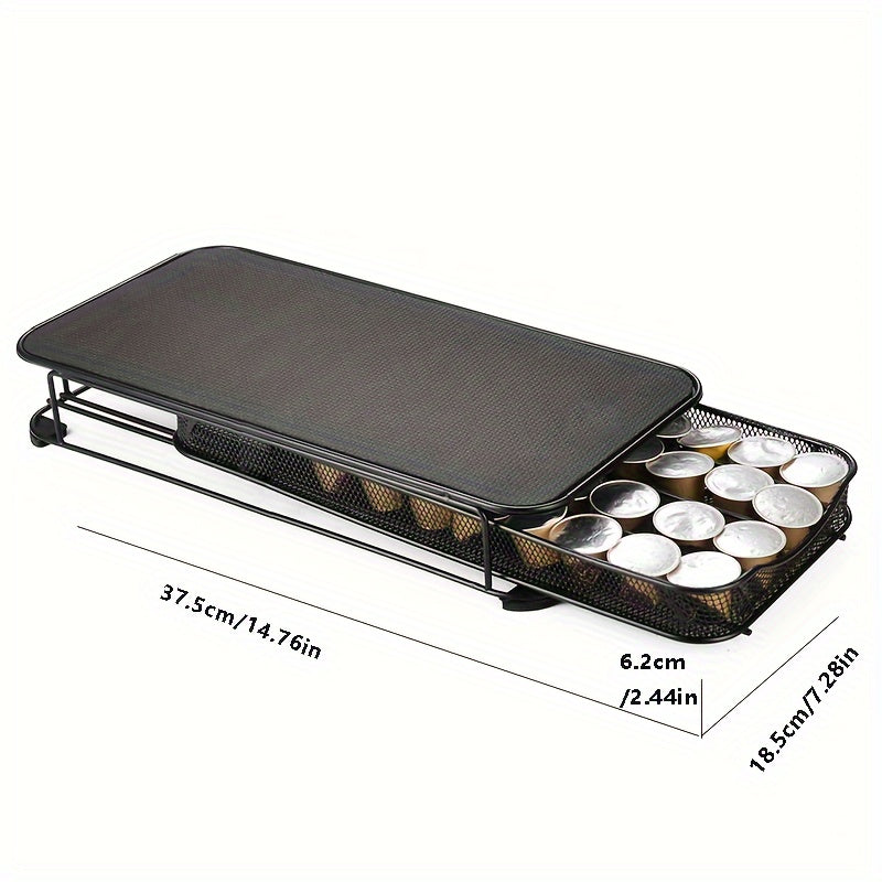 1pc, Iron Coffee Capsule Storage Box, 40-Capsule Capacity, European Style, Nespresso Compatible, Kitchen and Coffee Machine Accessory Drawer, Home and Restaurant Use
