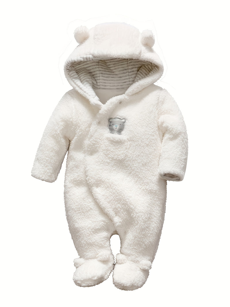 Abrigos de invierno unisex para bebé, mono con capucha y pies con forma de oso, mono de nieve para recién nacido, mono de forro polar, apto para interior y exterior.