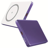 5000mAh Magnetic Wireless Power Bank With USB-C - Fast Charge Compatible For iPhone 15/14/13/12 & For Airpods, Portable Charger Piece