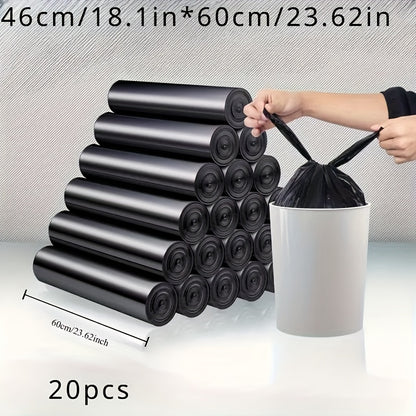 100-Pack Premium Thickened Polyethylene Trash Bags, Disposable Multipurpose Garbage Bags for Living Room, Bedroom, Bathroom, Toilet, Kitchen - Black, Large Size, Durable Handheld Trash Can Bags