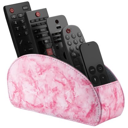 Soporte para control remoto con 5 compartimentos: caja de cuero sintético para almacenamiento en escritorio, ideal para TV, DVD, Blu-ray, reproductor multimedia y controladores de calefacción. Organizador de escritorio y cajones para el hogar.