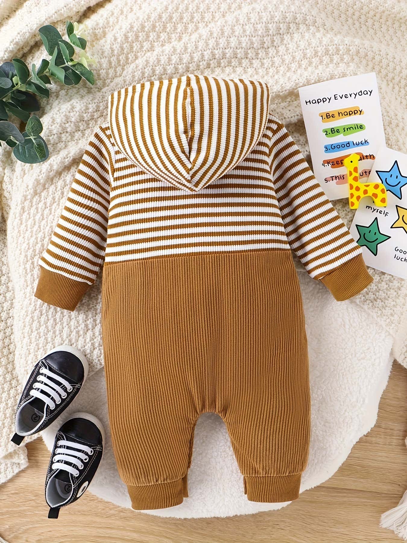 Body con capucha y estampado de dibujos animados de manga larga para bebés de 0 a 18 meses para invierno/otoño