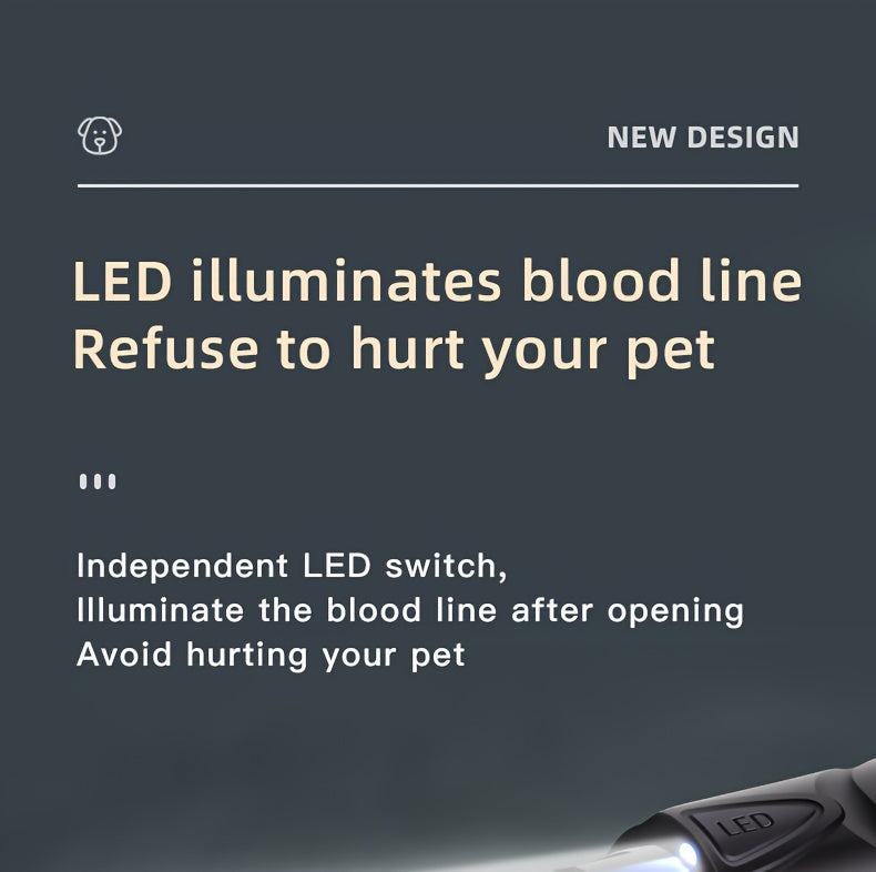 Rechargeable Pet Nail Grinder with LED Light - USB Powered, Lithium Battery, Ideal for Dogs & Cats