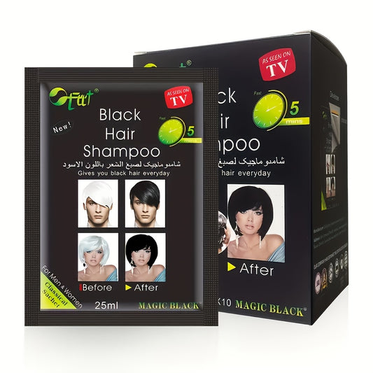 Tinte para el cabello Magic Black unisex para adultos, 25 ml cada uno, semipermanente, con escualano vegetal, para cabello normal, en loción, tono negro intenso, fácil aplicación.