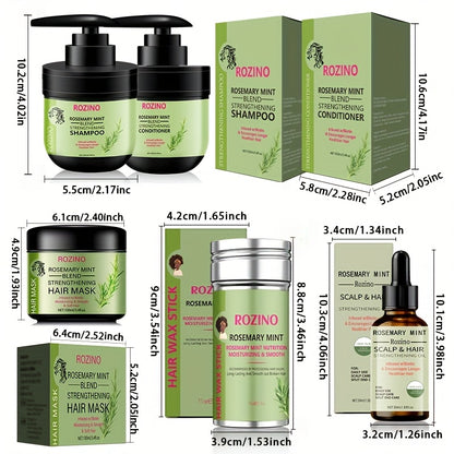 ROZINO Rosemary Mint & Nourishing Hair Mask Set - Moisturizing Care with Natural Extracts for Smooth, Silky Hair - Ideal for All Hair Types, Includes Hydrating Shampoo & Conditioner, ROZINO