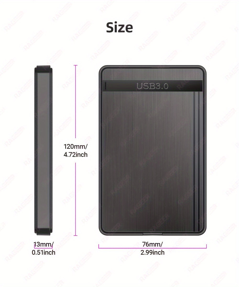 Rageer USB 3.0 Sata 2.5" Hdd Enclosure - High-Speed Data Transfer, Easy Install, Fits 7mm/9.5mm Drives, Compatible With Laptops & Pcs