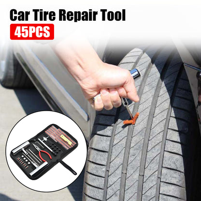 Auto Bike Tire Repair Car Tire Repair Tool Tyre Repair Kit Studding Tool Set 45 PCS Motorcycle Car Accessories Puncture Plug Set