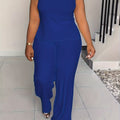 QF2364 Solid Color Summer Sleeveless Casual Suit