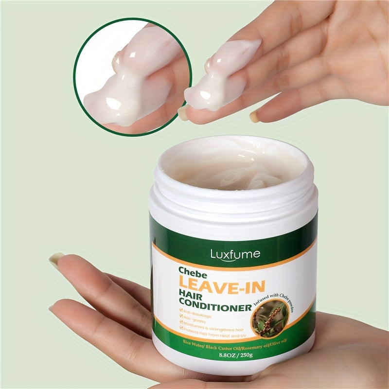 Chebe Leave In Conditioner with Castor oil, Thickening Strengthening Chebe Butter, Chebe Powder, Chebe Oil, Best for Split Ends/Dry/Damaged Hair