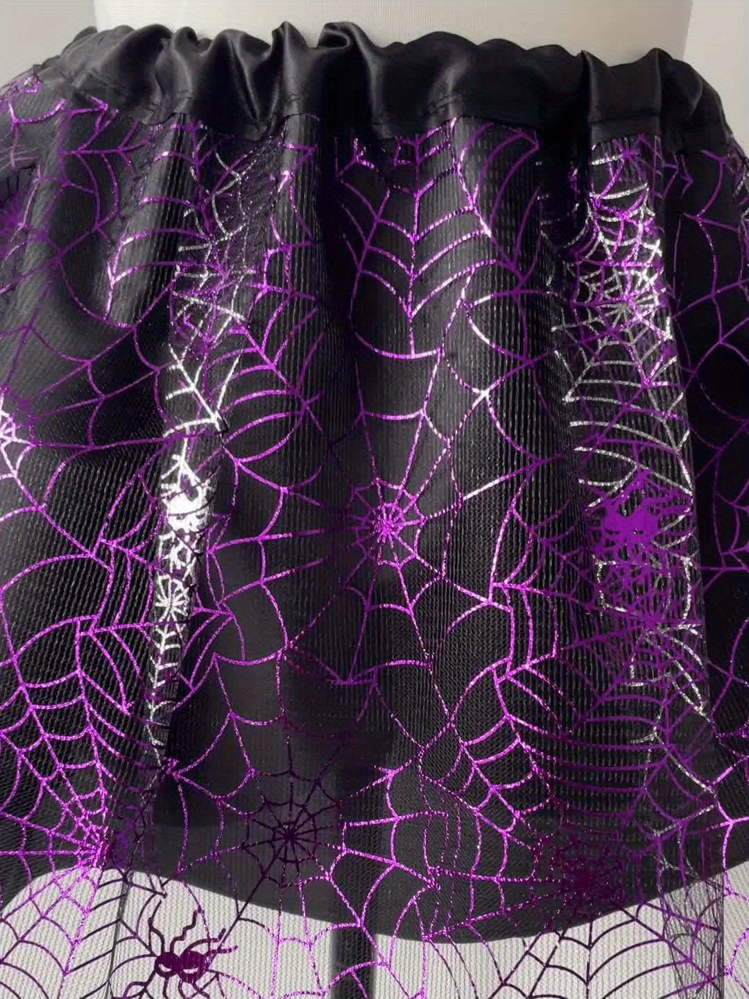 Artículos para disfraces de Halloween, falda de malla con tutú, falda corta con dibujos de telaraña, ideal para festivales, espectáculos de baile y otras ocasiones.