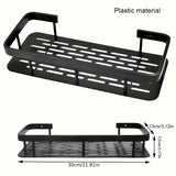 Easy-Install No-Drill Wall Shelf for Bathroom & Kitchen - Durable Plastic Shower Caddy with Hooks, Perfect for Shampoo & Accessories Storage