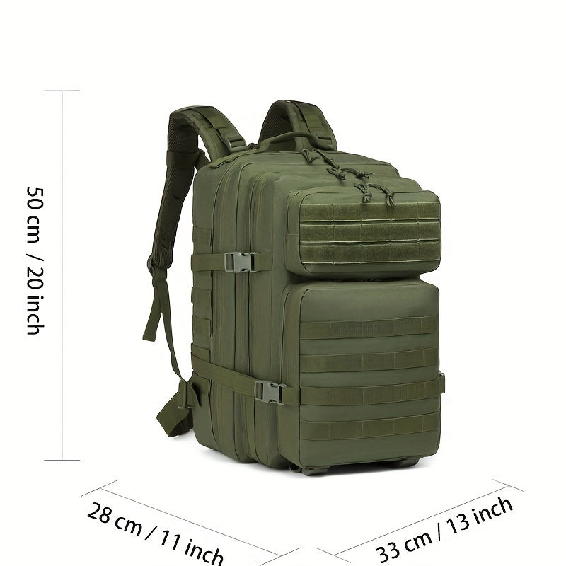 45L Tactical Backpack - Water-Resistant Oxford Fabric, Zip Closure, Ideal For Hiking, Trekking & Fishing