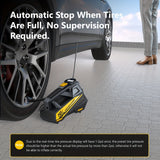 Carsun Digital Tire Inflator - Portable Car Air Pump Compressor with LED Light, for Smart Chip Upgrade, 22-Cylinder Movement & Wired Power Supply for Automobiles, Motorcycles, Bicycles - 12V DC, 150 PSI, Car Plug Operation, N