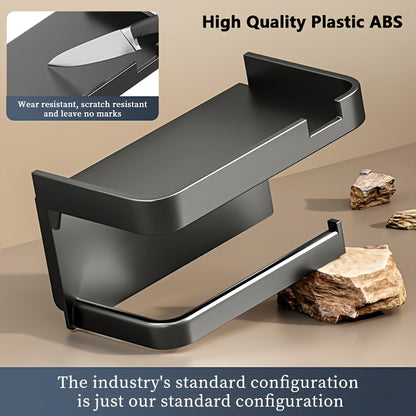 Space-Saving Self-Adhesive Toilet Paper Holder with Storage Shelf - Dual-Purpose Bathroom & Kitchen Organizer, Polished Finish
