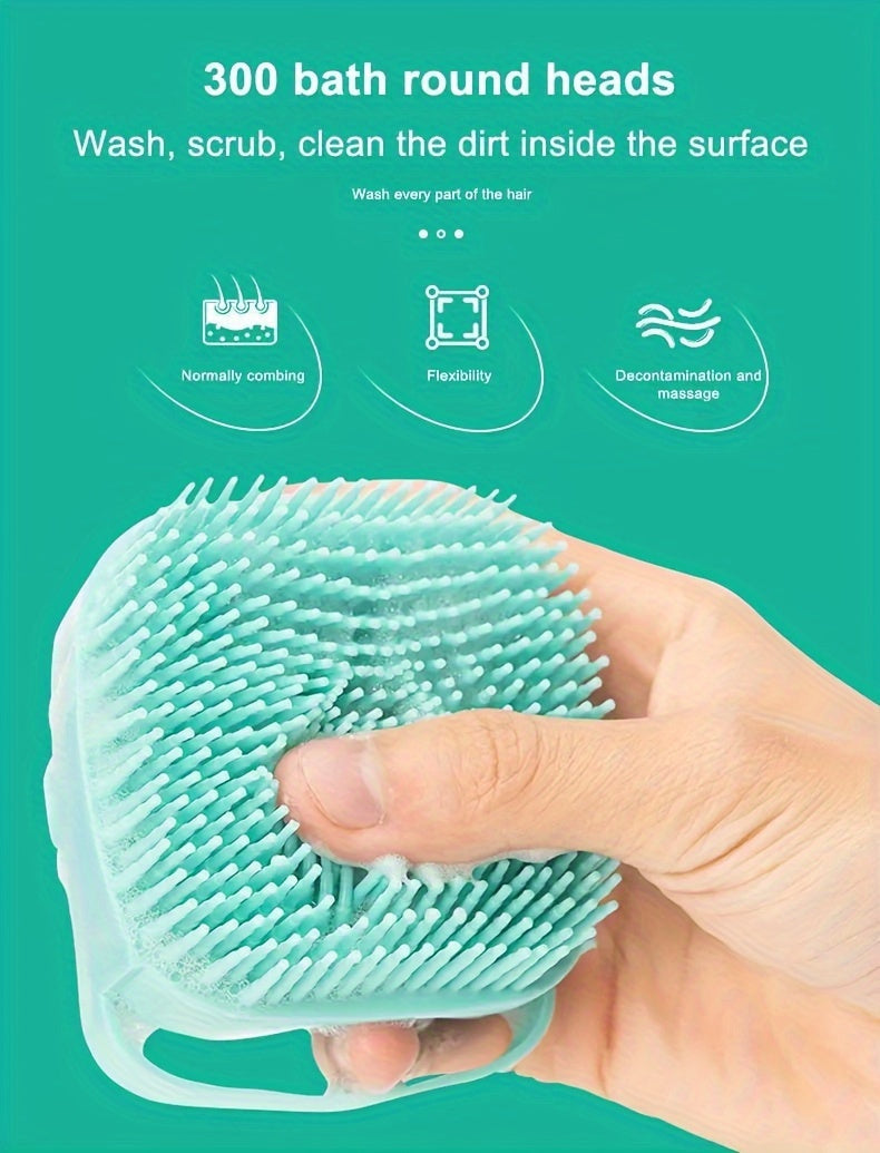 Silicone Pet Shampoo Brush with Built-In Dispenser - Gentle Massage Bath Comb for Dogs &amp; Cats, No Batteries Required
