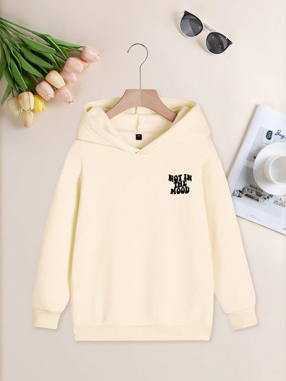 Sudadera con capucha acogedora para niña - Jersey informal de manga larga con estampado de letras, ideal para otoño/invierno - Lavable a máquina