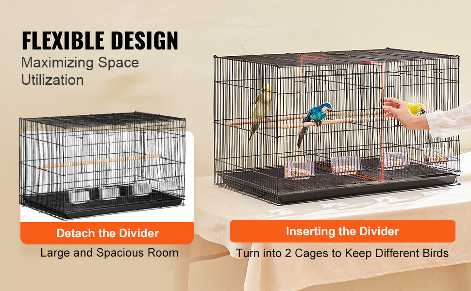 SucceBuy 30In Flight Bird Cage Stackable Divided Small Animal Cage for Kinds of Birds Pet Travel Birdcage with Handle and Perch