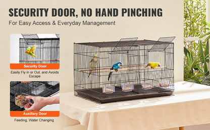 SucceBuy 30In Flight Bird Cage Stackable Divided Small Animal Cage for Kinds of Birds Pet Travel Birdcage with Handle and Perche