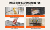 SucceBuy 30In Flight Bird Cage Stackable Divided Small Animal Cage for Kinds of Birds Pet Travel Birdcage with Handle and Perch