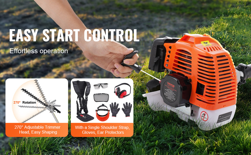 VEVOR 33CC 6-in-1 Multi-Functional Trimming Tool Gas Hedge Trimmer/Weed Eater/Brush Cutter/Pole Chainsaw Pruner w/Extension Pole
